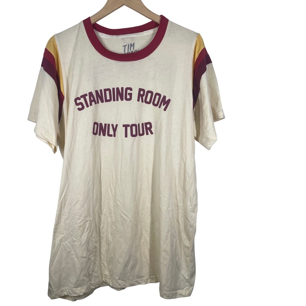 Tim McGraw Standing Room Only Tour Ringer T-Shirt Mens XL Cream Burgundy Stripe